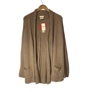 Matty M Open Front Cardigan Sweater Wool Blend Brown Bark Size Medium New NWT